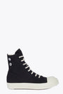 Black cotton lace-up high sneaker with eyelets - Hi sneaks 