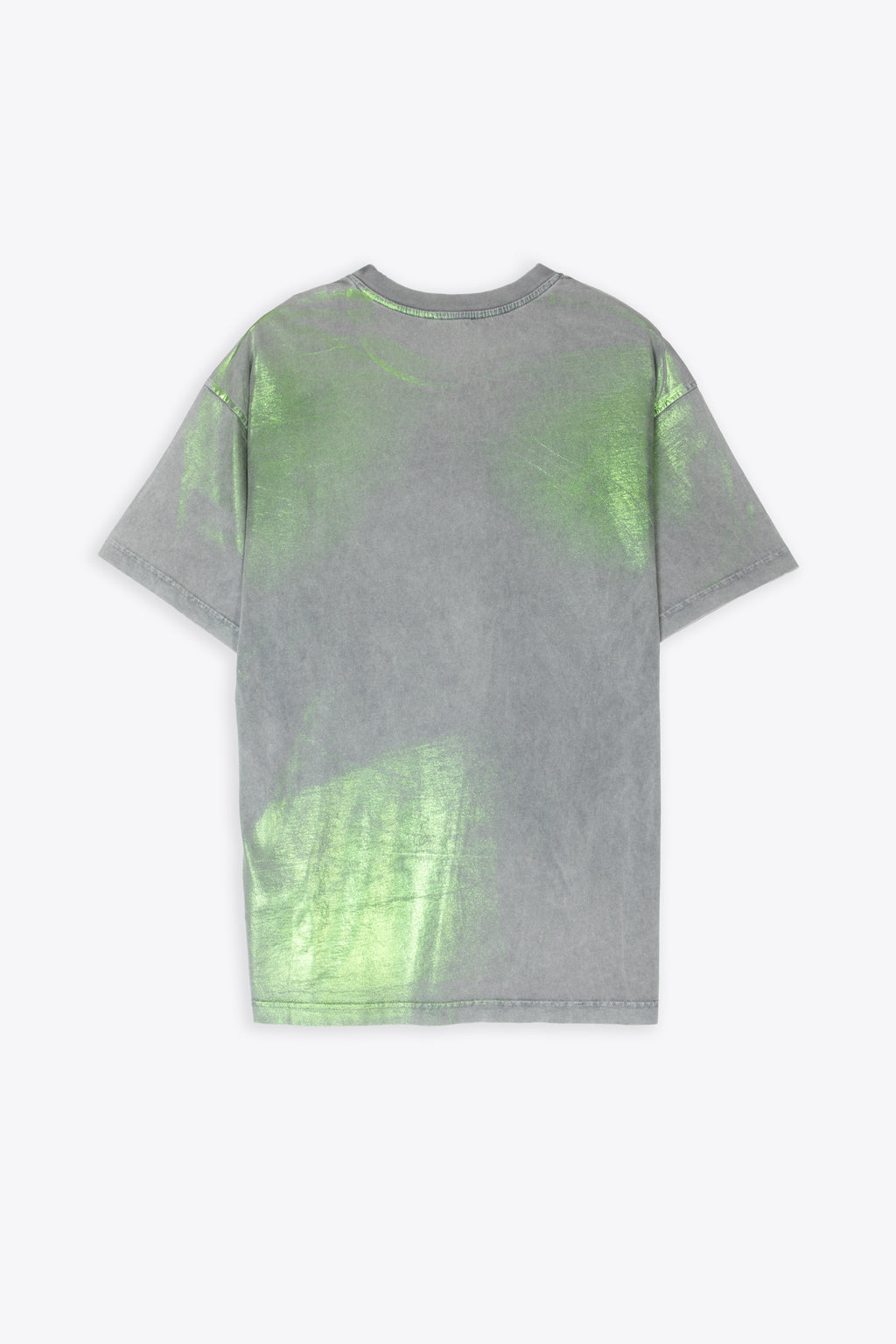 alt-image__T-shirt-unisex-grigia-con-effetto-metallizzato-verde---T-Buxt