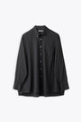 Black cotton voile button-down shirt - Borrowed BD shirt 