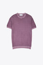 T-shirt in filo di cotone viola lavato 