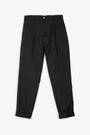 Black wool tailored pant with front pleat - Stokholm 