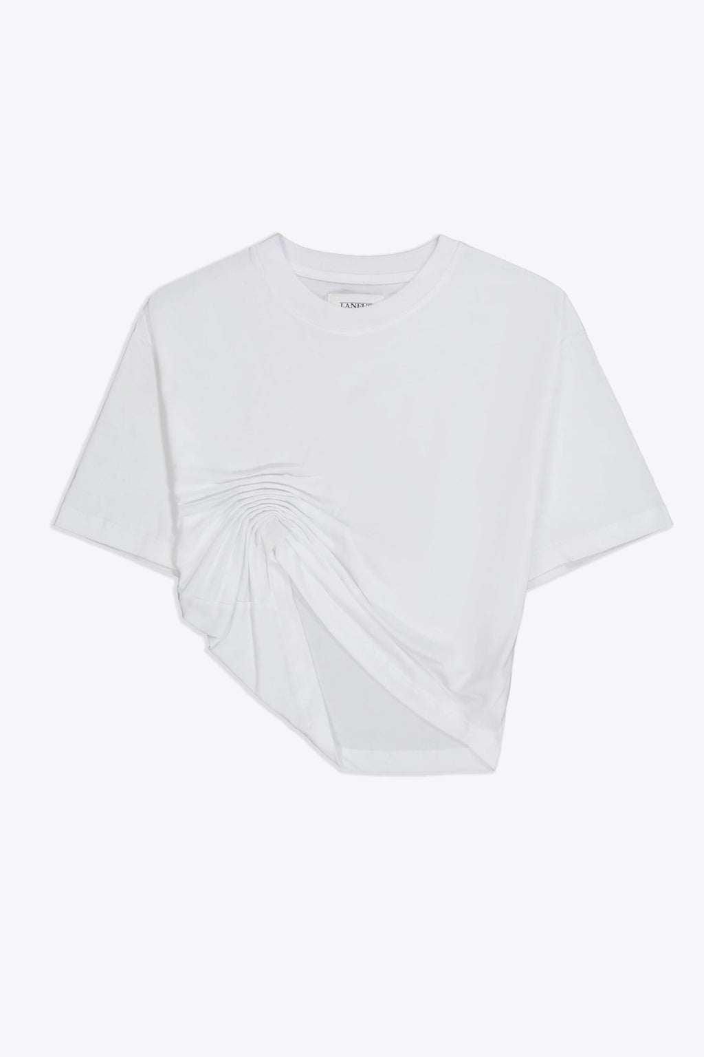 alt-image__T-shirt-bianca-in-cotone-con-drappeggio---Jersey-T-shirt