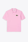 Pink piquè polo shirt with big logo patch 