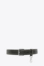 Distressed black leather belt with snap-hook 