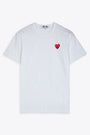 White cotton t-shirt with red heart patch at chest 