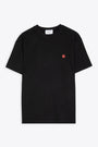 T-shirt nera in cotone con logo al petto - Chest logo tee 