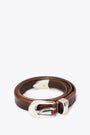 Brown leather belt - 2 cm belt  