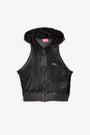 Black velour sleeveless hoodie with logo - T Crity N1 