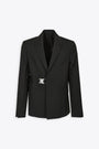 Blazer nero in fresco lana con fibbia - Buckle blazer 