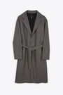 Grey wool long coat with belt - Cisternino 