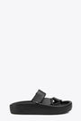 Sandalo webbing nero in pelle con suola platform 