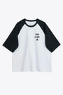 White cotton raglans sleeves t-shirt with logo - Baseball Tee 