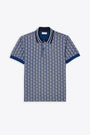 Blue polo shirt with jacquard motif  