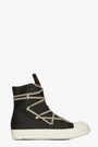 Black brushed cotton high sneaker with criss-cross laces - Hexa sneaks 