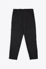 Black wool patchwork tapered pant 