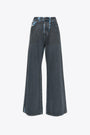 Blue denim loose pant with black coating detail - 1996 D-Sire  