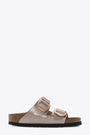 Sandalo in pelle metallizzata rame - Arizona big buckle 