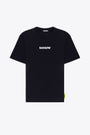 Black cotton t-shirt with front logo and back smile print 