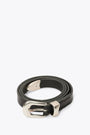 Black leather belt - 2 cm belt  