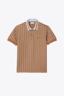 Beige and brown polo shirt with jacquard motif  