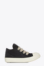 Sneaker bassa in nylon imbottito nero con lacci grossi - Jumbo lace puffer low sneaks 