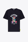 Black cotton t-shirt with Teddy bear front print 