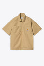 Camicia manica corta in twill beige con zip - S/S Sandler Shirt 