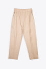 Pantalone ampio in popeline beige con elastico in vita - Baggy pant 