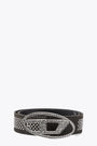 Black denim and leather belt with crystals - B-1dr Strass 