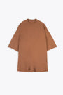 Brown cotton oversized t-shirt with raw-cut hems - Tommy T 
