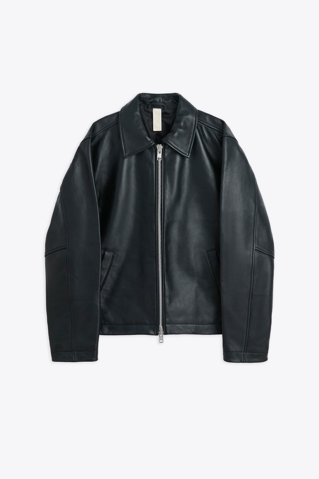 alt-image__Giubbotto-nero-in-pelle-con-zip---Short-Leather-Jacket
