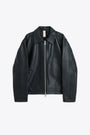 Black leather biker jacket - Short Leather Jacket 