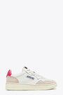 White leather and suede low sneaker with fucsia tab - Medalist 