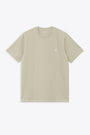 Sage green cotton t-shirt with chest logo embroidery - S/S Madison T-Shirt 