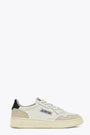White leather low sneaker with suede detail and black tab - Medalist 