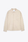 Camicia beige con tasca e logo ricamato al petto - Flow overshirt 