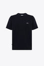 Dark blue cotton relaxed fit t-shirt with logo patch 