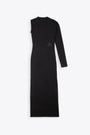 Black cotton long dress with single sleeve  