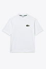 White cotton t-shirt with big crocodile patch 