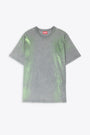 Grey viscose jersey t-shirt with green metallic finiture - T Buxt 