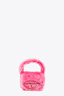 Borsa piccola in pelliccia sintetica rosa con logo Oval D - 1DR XS Crossbody Bag 
