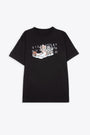 Black oversized t-shirt with graphic print and logo  