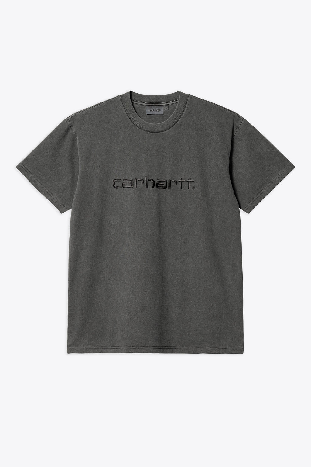 alt-image__T-shirt-in-cotone-grigio-slavato-con-logo-ricamato---S/S-Duster-T-Shirt