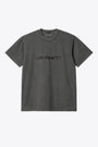 Faded grey cotton t-shirt with chunky logo embroidery - S/S Duster T-Shirt 