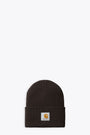 Dark brown ribbed beanie with logo - Acrylic Watch Hat 