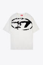 Off white cotton t-shirt with flock logo print - T Boxt N14 