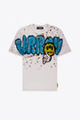 Off white cotton t-shirt with graffiti logo and smile print  