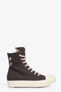 Charcoal grey cotton lace-up high sneaker with eyelets - Hi sneaks 