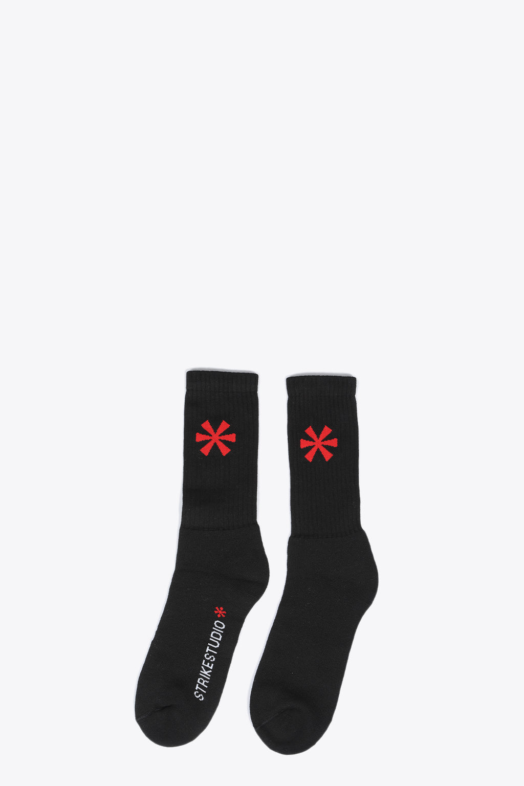alt-image__Black-ribbed-socks-with-red-logo-printed.-