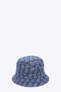 Blue bucket hat with jacquatd motif 